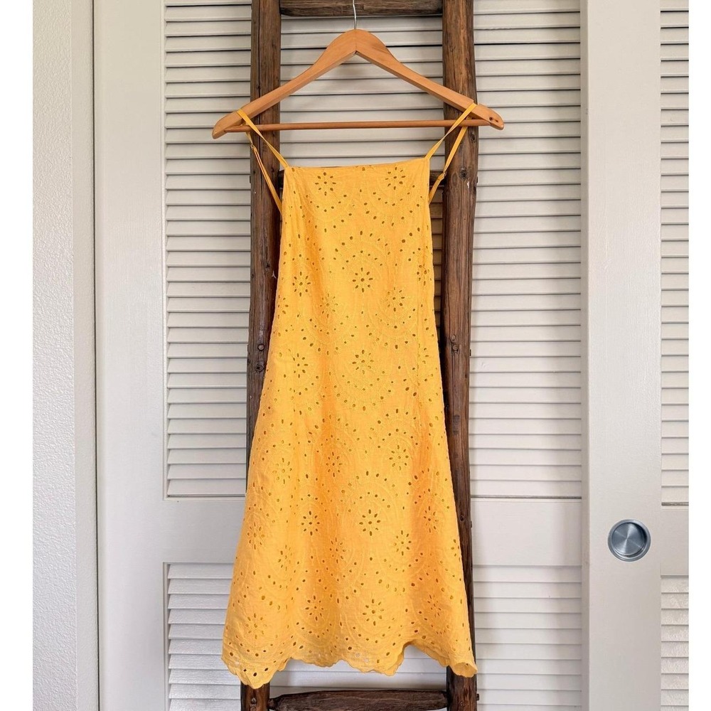 Hello Molly Eyelet Mini Dress US 8 Yellow